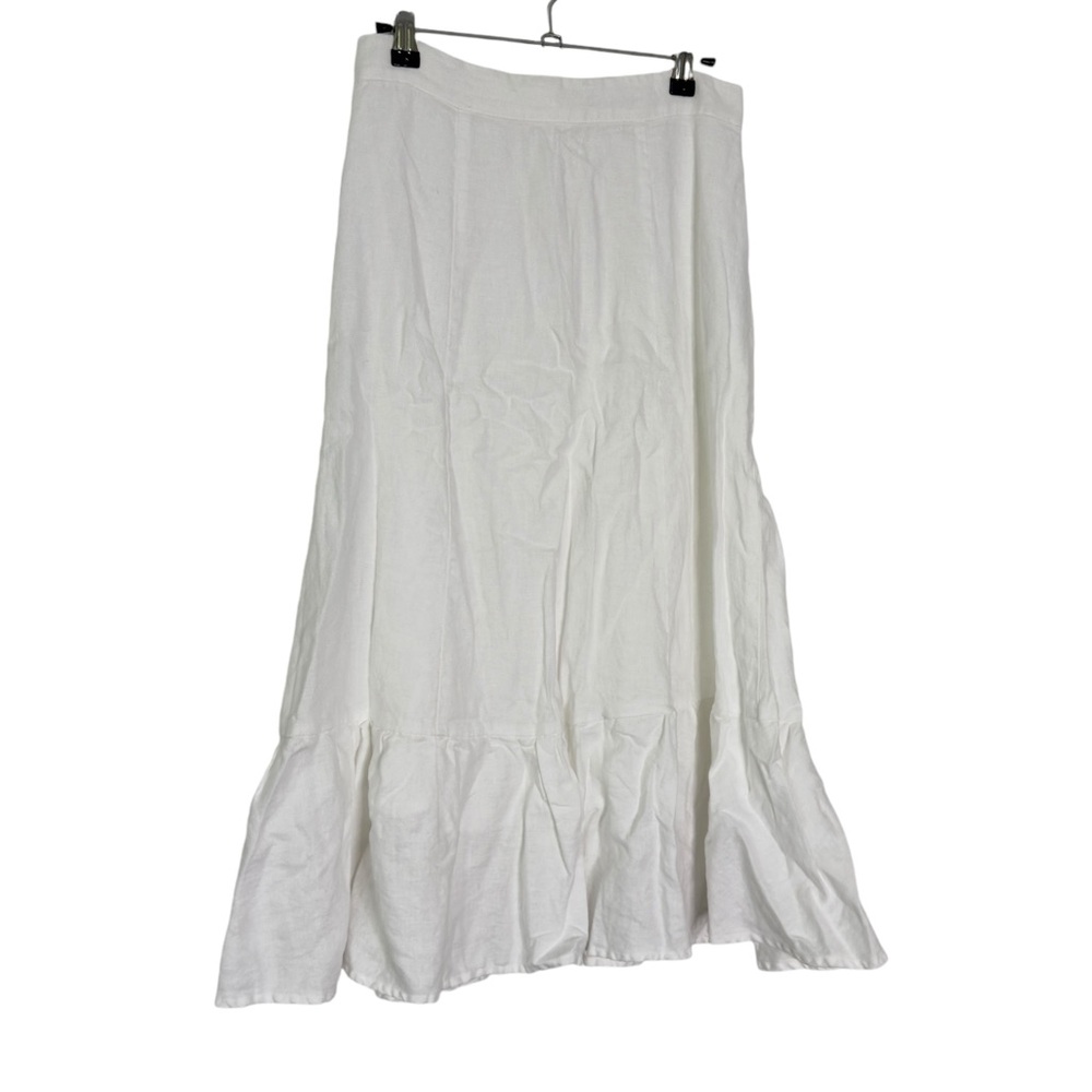 Reformation White Linen Midi Skirt Julep Ruffle